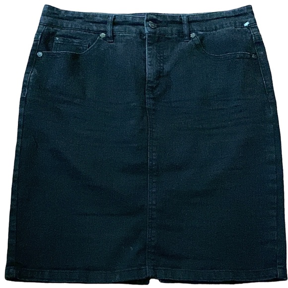 Denim Shirt, Black Midi Denim Skirt, Code Bleu Denim Skirt, Midi Denim Skirt - Picture 9 of 13